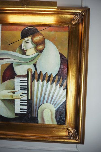 Art Deco Style Oil Painting - Homage to Fabio Hurtado's Blue tango" Oblivion