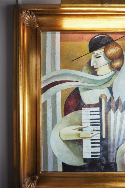 Art Deco Style Oil Painting - Homage to Fabio Hurtado's Blue tango" Oblivion