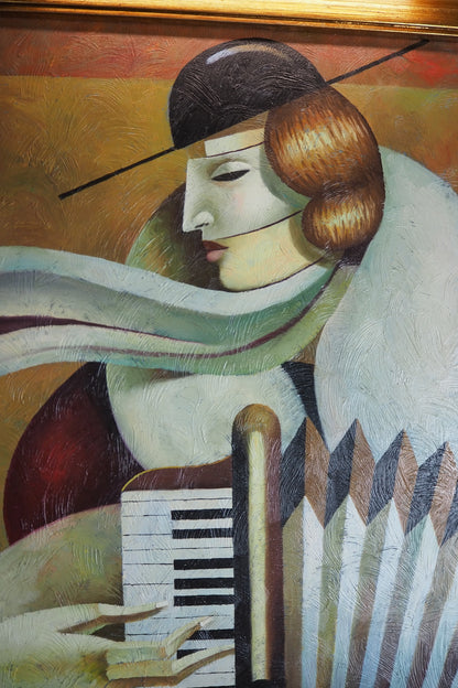 Art Deco Style Oil Painting - Homage to Fabio Hurtado's Blue tango" Oblivion