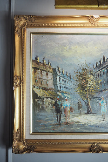 Homage to Caroline Burnett – Large Parisian Street Scene Oil on Canvas