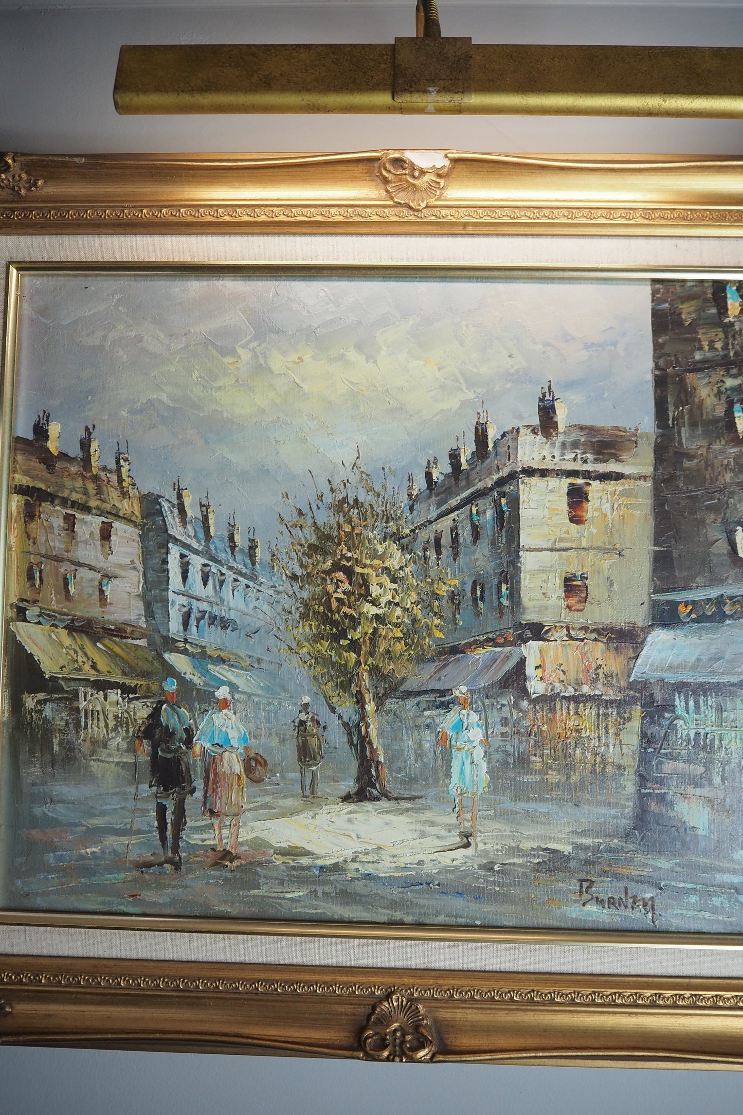 Homage to Caroline Burnett – Large Parisian Street Scene Oil on Canvas