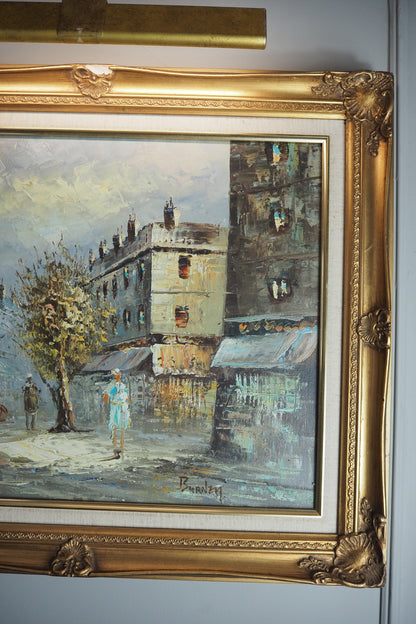 Homage to Caroline Burnett – Large Parisian Street Scene Oil on Canvas