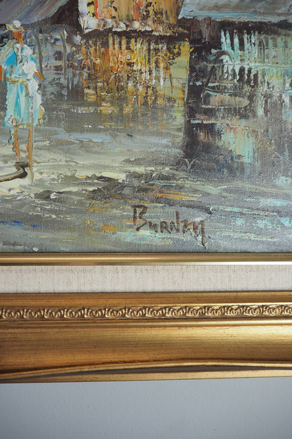 Homage to Caroline Burnett – Large Parisian Street Scene Oil on Canvas