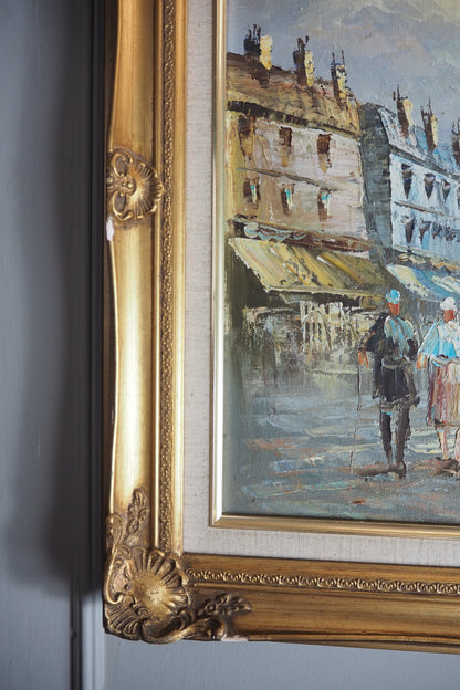 Homage to Caroline Burnett – Large Parisian Street Scene Oil on Canvas