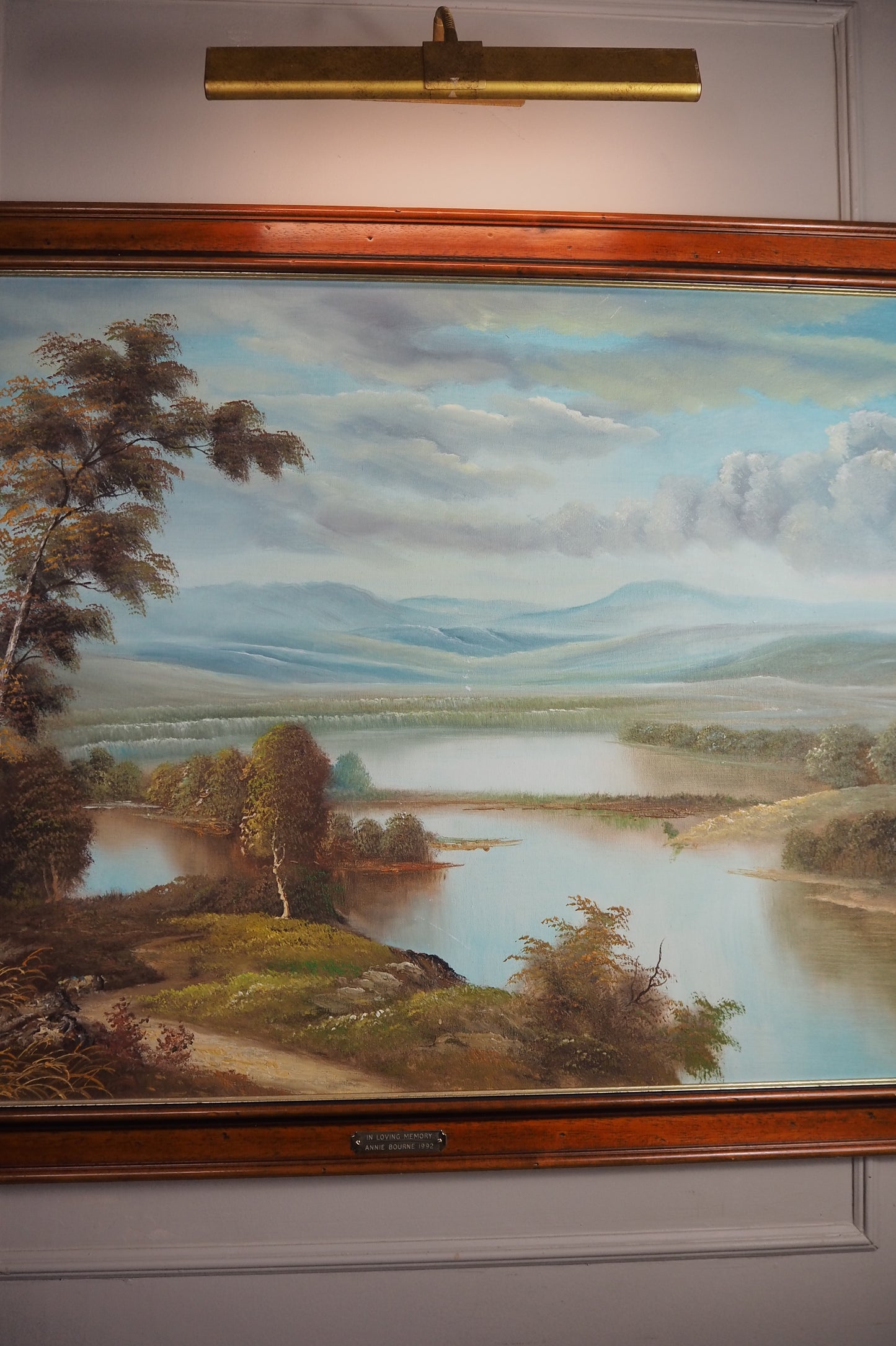 Large Original Signed Oil Painting in Wooden Frame - Lakeside Reflections