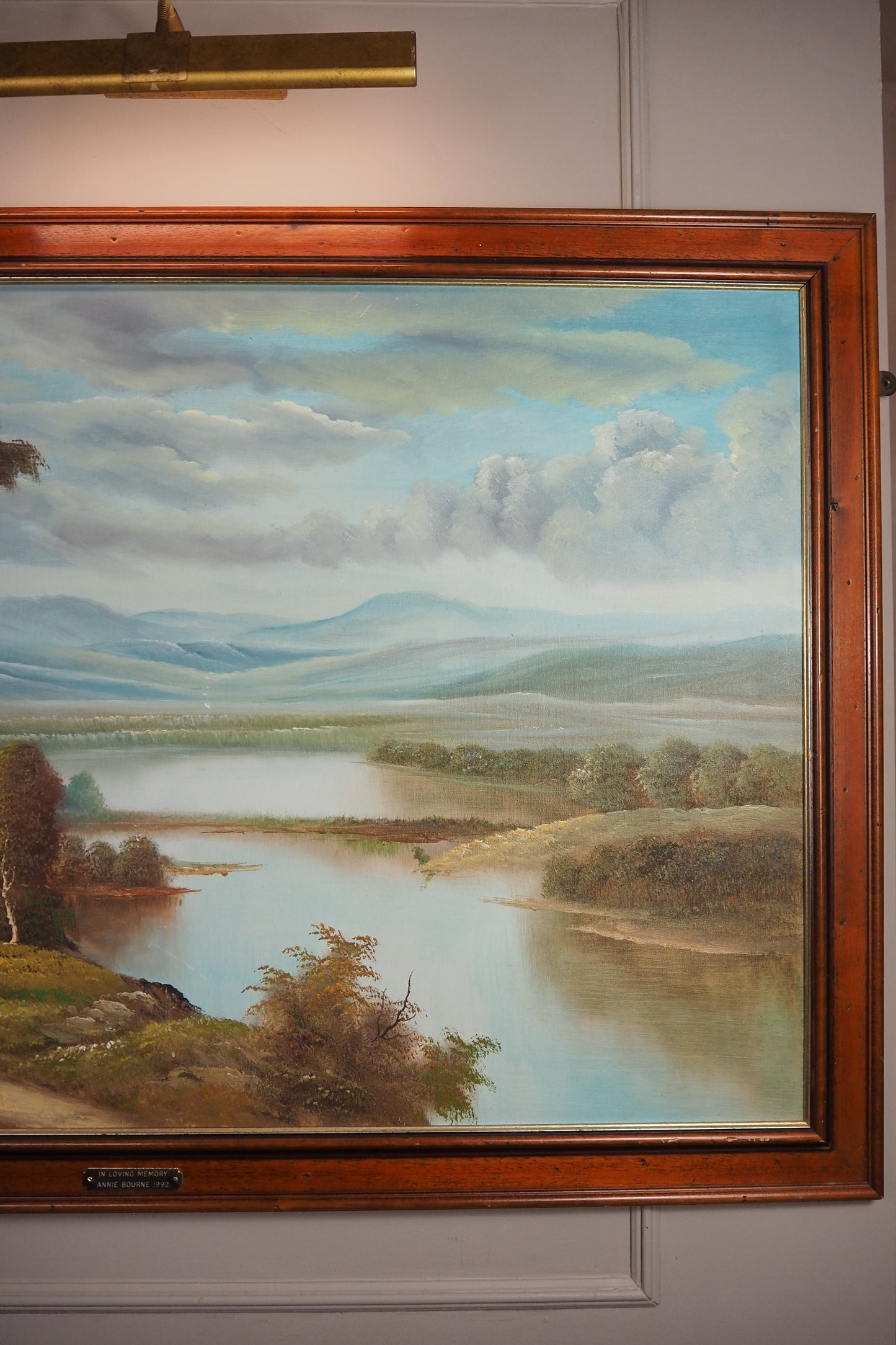 Large Original Signed Oil Painting in Wooden Frame - Lakeside Reflections
