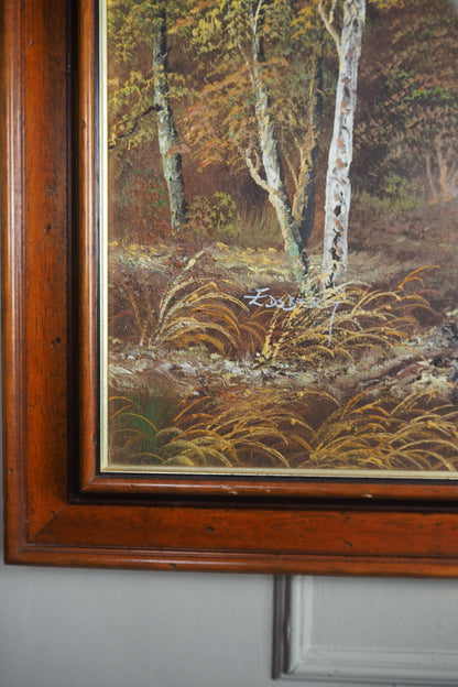 Large Original Signed Oil Painting in Wooden Frame - Lakeside Reflections