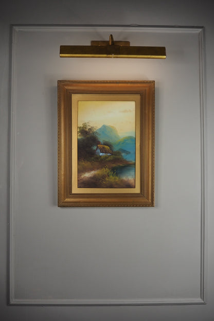 Landscape Oil Painting – Solitary House in Mountain Field