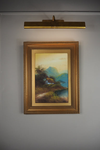 Landscape Oil Painting – Solitary House in Mountain Field