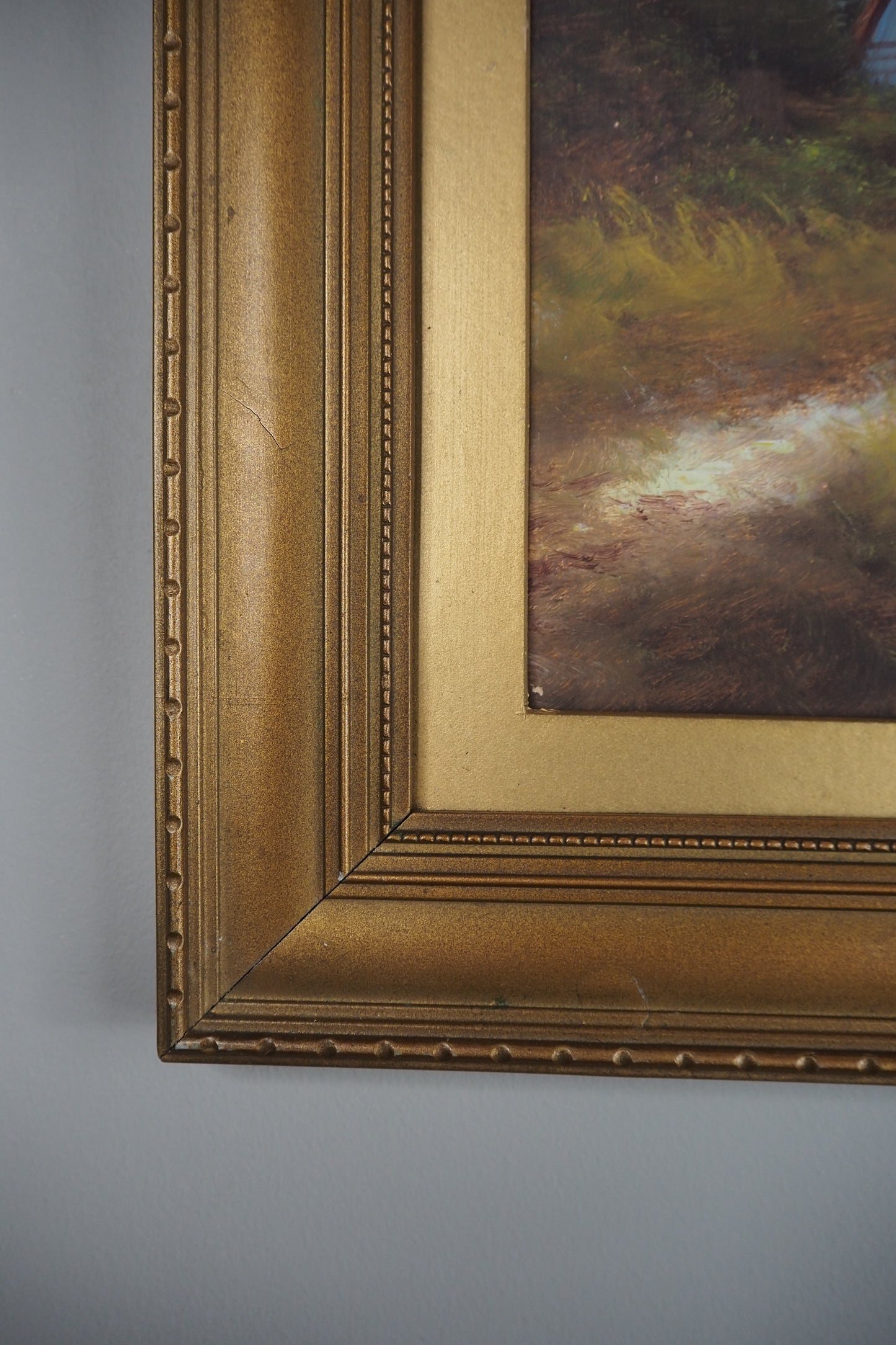 Landscape Oil Painting – Solitary House in Mountain Field