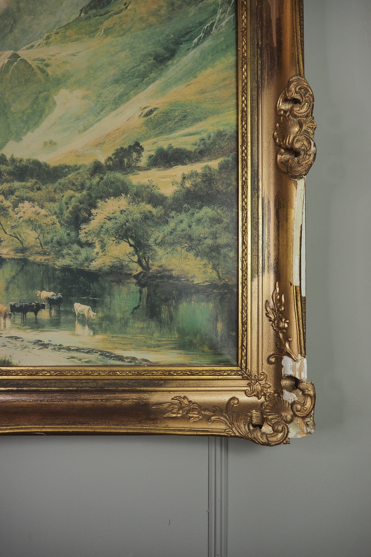 Sidney Richard Percy Cattle Watering Borrowdale Vintage Giclee Print Large
