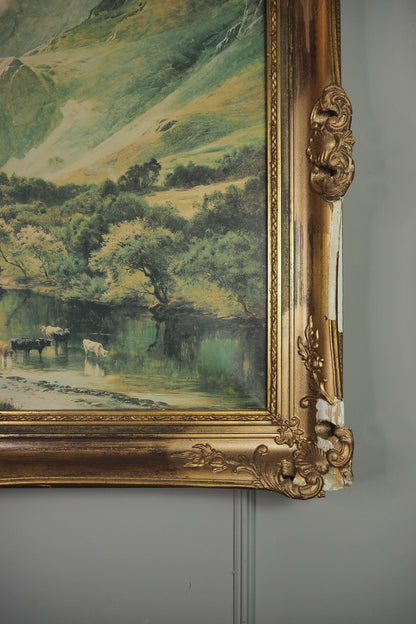 Sidney Richard Percy Cattle Watering Borrowdale Vintage Giclee Print Large
