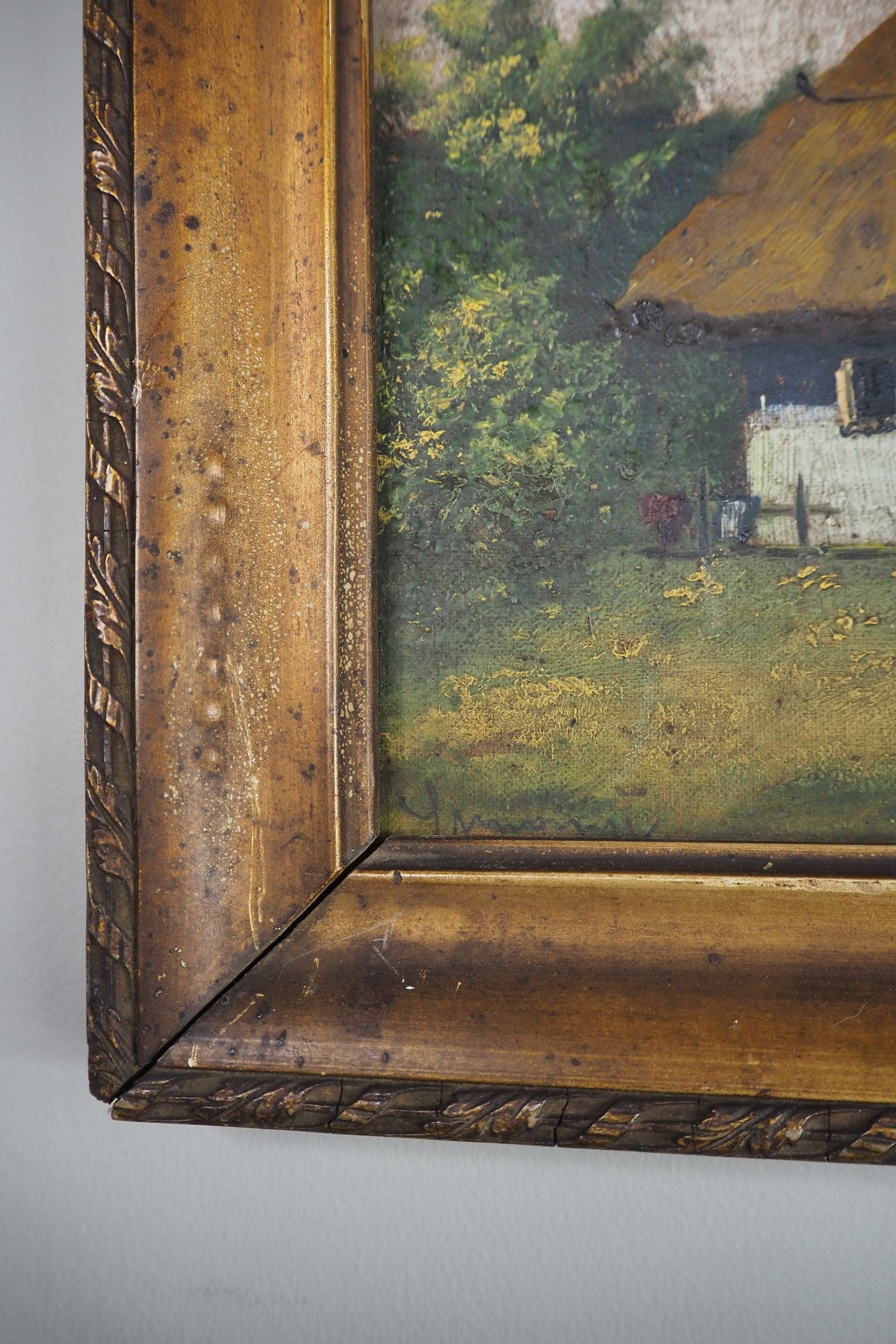 Original Signed Hungarian Oil Painting in Gilt Gold Frame