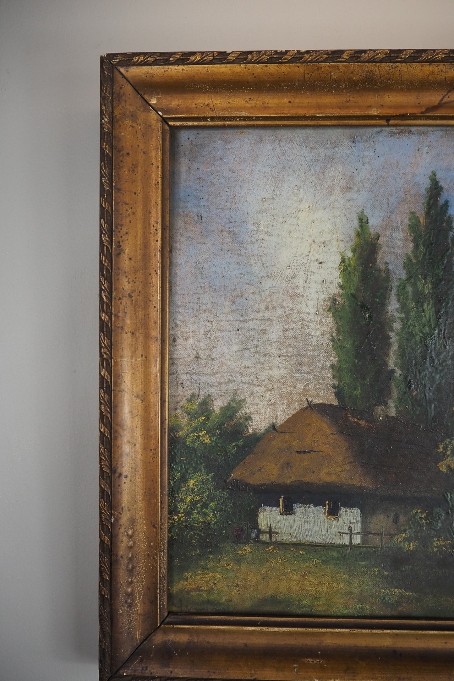 Original Signed Hungarian Oil Painting in Gilt Gold Frame