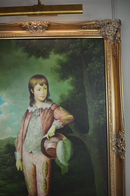 The Pink Boy After Thomas Gainsborough -  Signed Large Portrait Oil Painting by Patierno