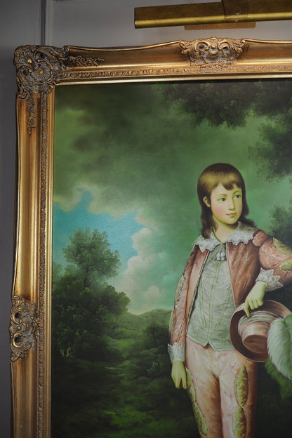 The Pink Boy After Thomas Gainsborough -  Signed Large Portrait Oil Painting by Patierno