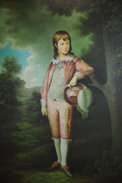 The Pink Boy After Thomas Gainsborough -  Signed Large Portrait Oil Painting by Patierno
