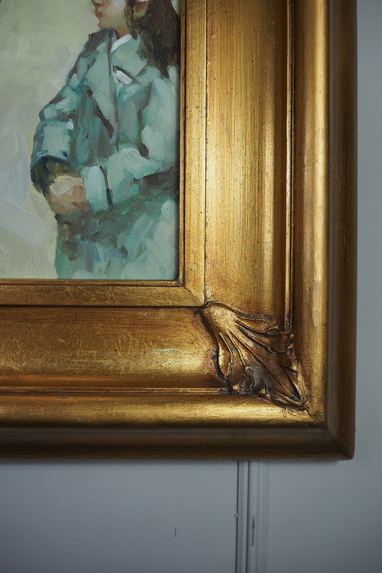 Place de la Concorde Homage Oil Painting After Edgar Degas -Large Gilt Framed Art