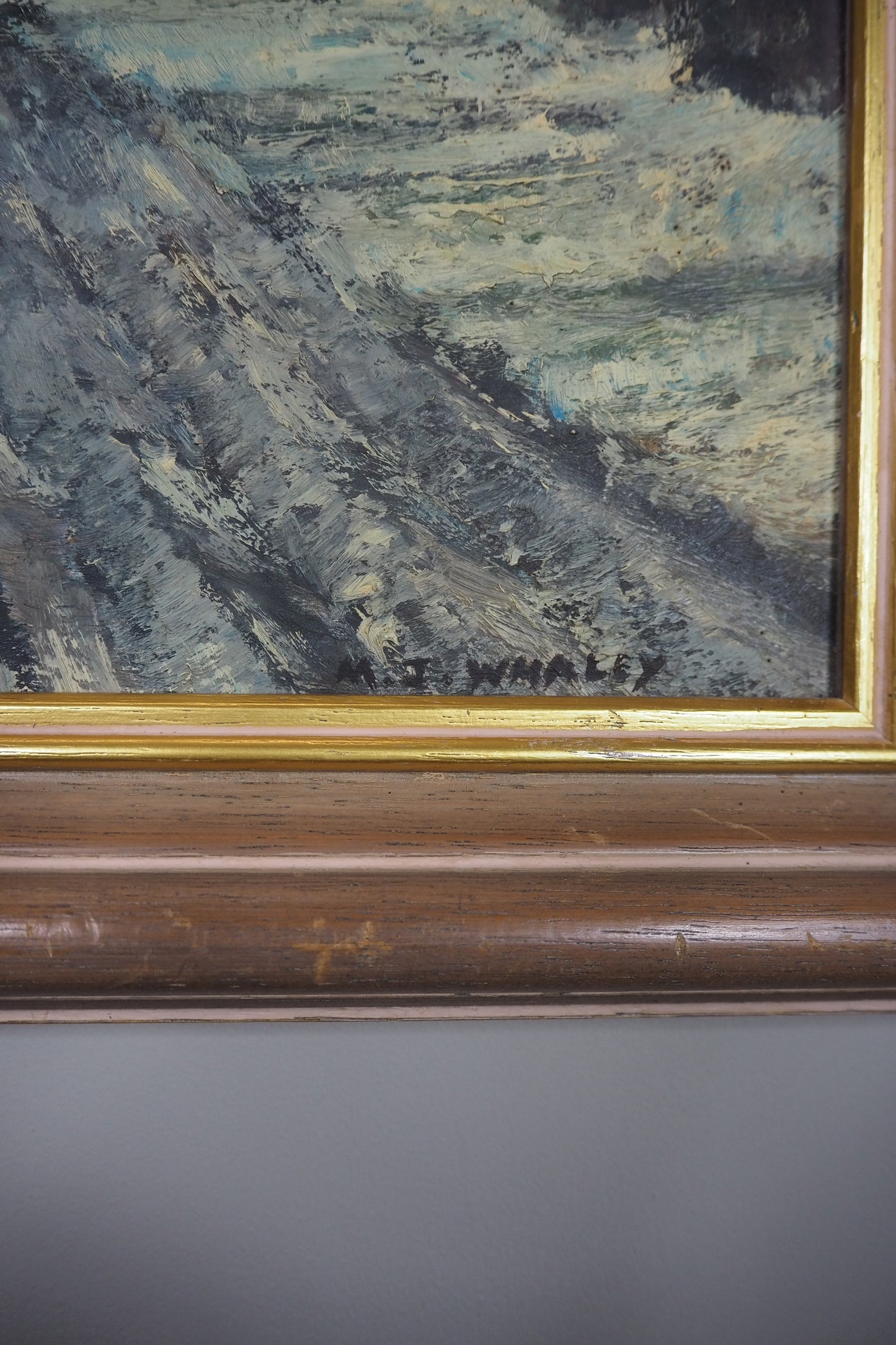 Vintage Pastoral Landscape Oil Painting – Framed Rural Village Scene
