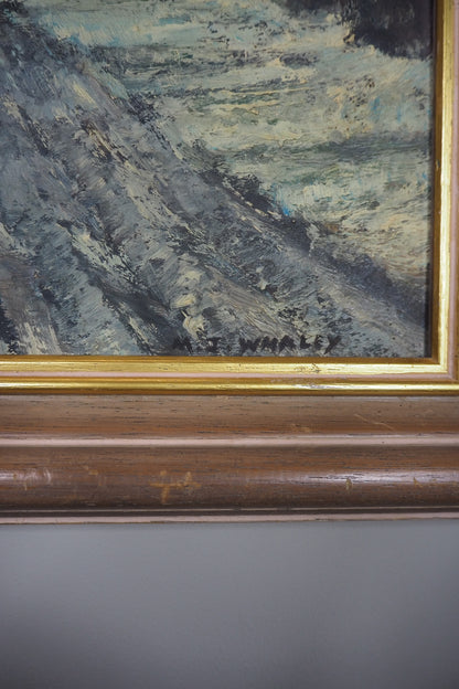 Vintage Pastoral Landscape Oil Painting – Framed Rural Village Scene