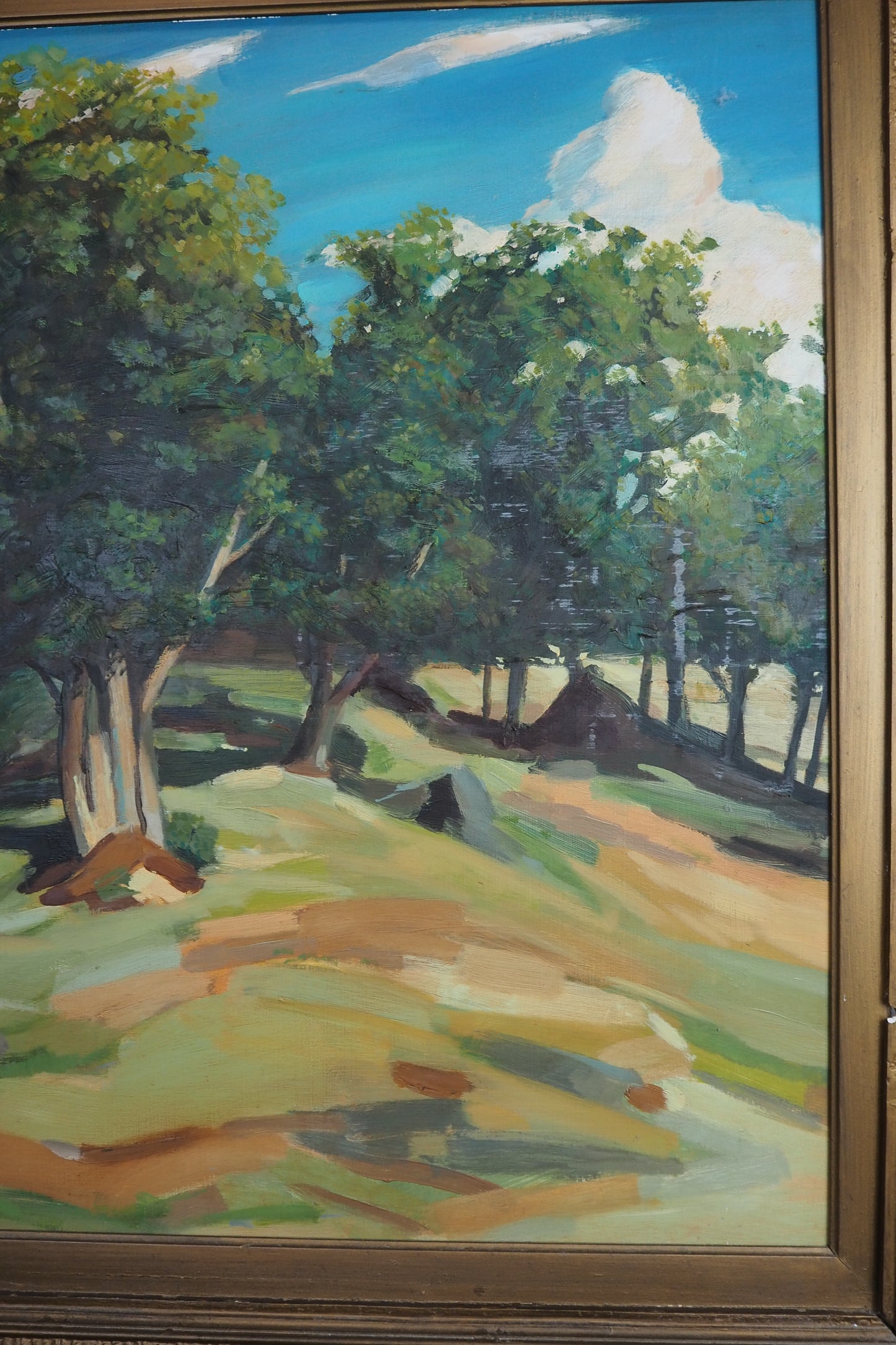 Large Vintage Oil Painting After Paul Cézanne - Impressionist Landscape