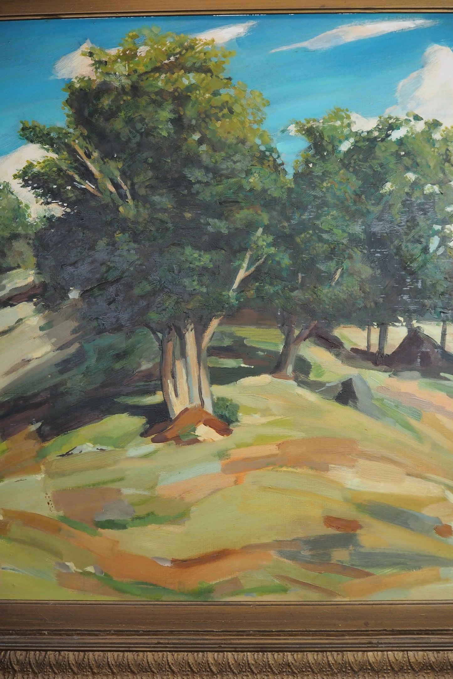 Large Vintage Oil Painting After Paul Cézanne - Impressionist Landscape