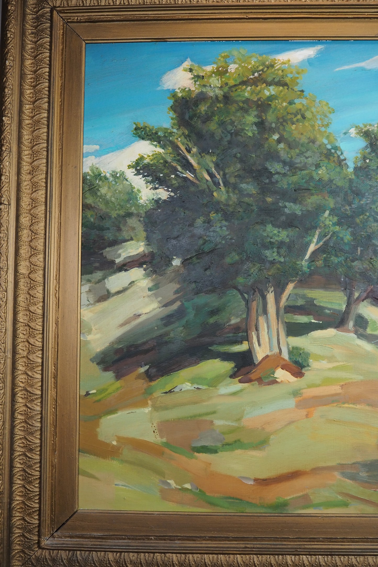 Large Vintage Oil Painting After Paul Cézanne - Impressionist Landscape