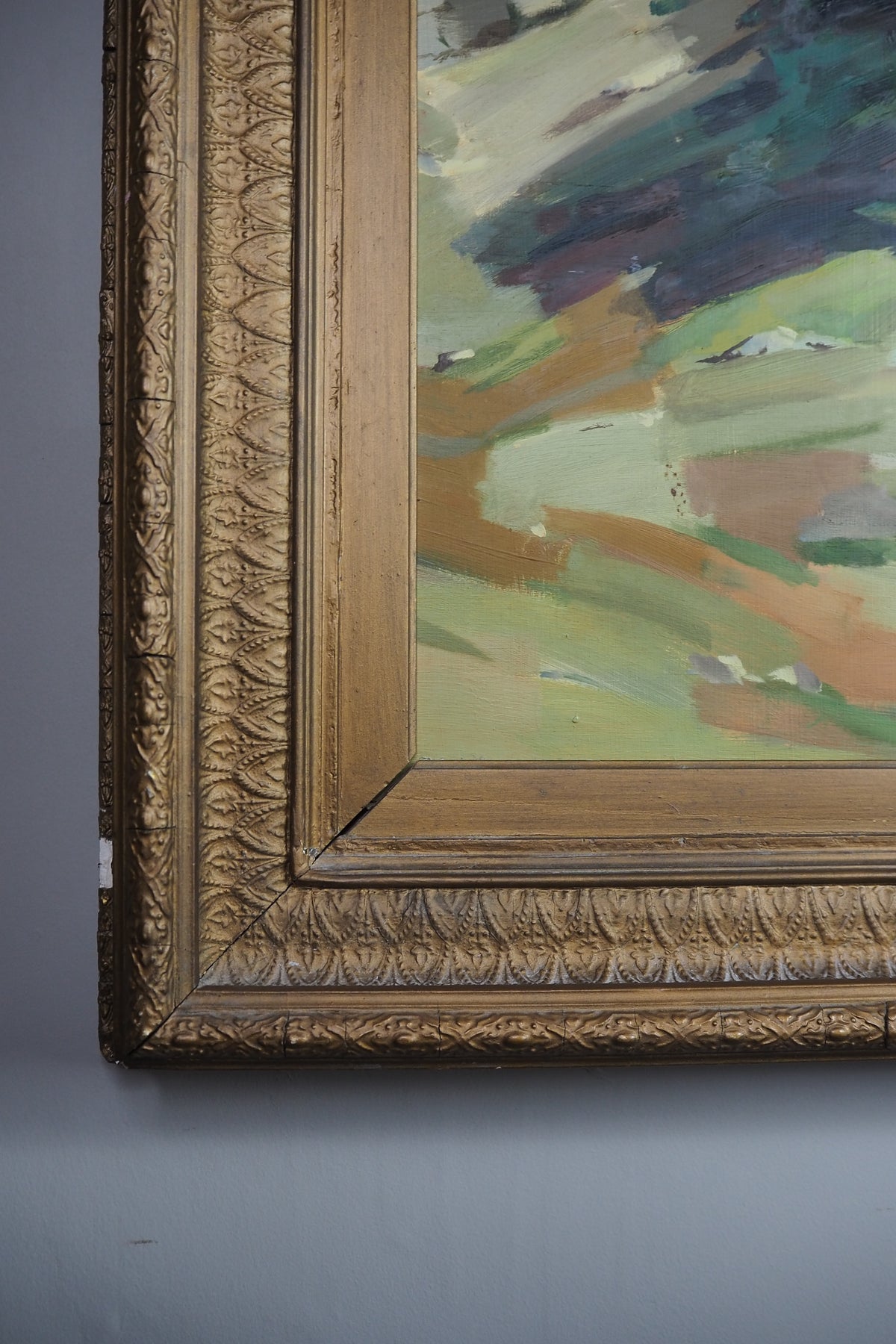 Large Vintage Oil Painting After Paul Cézanne - Impressionist Landscape