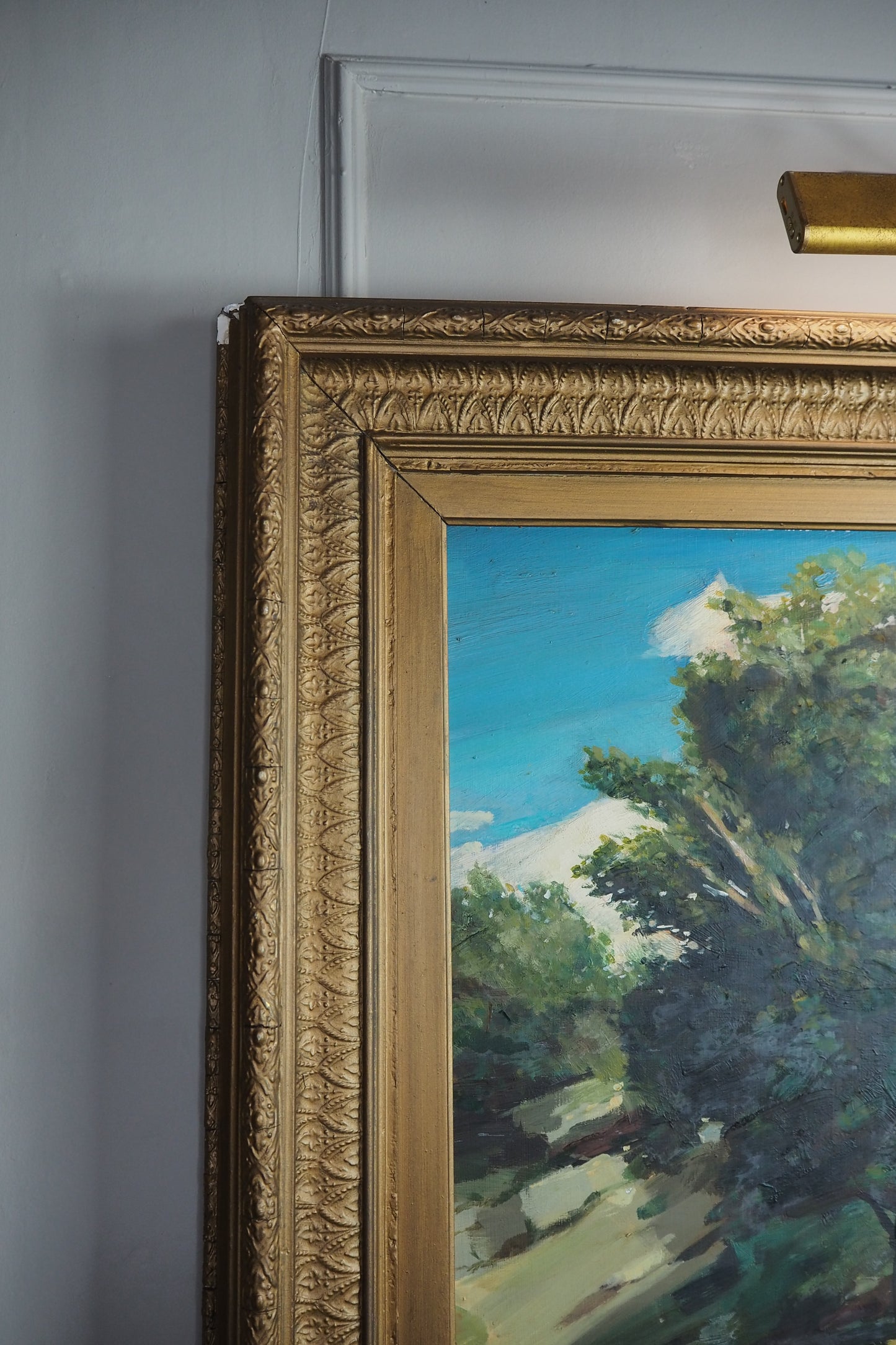 Large Vintage Oil Painting After Paul Cézanne - Impressionist Landscape