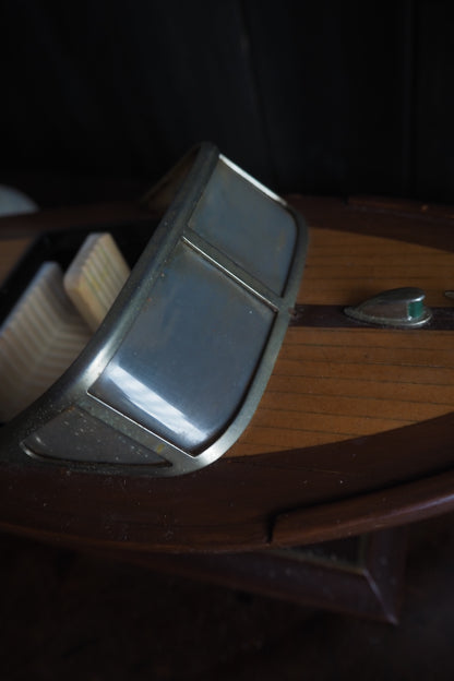 Vintage Chris-Craft Style Wooden Model Speedboat | Mahogany Boat Replica