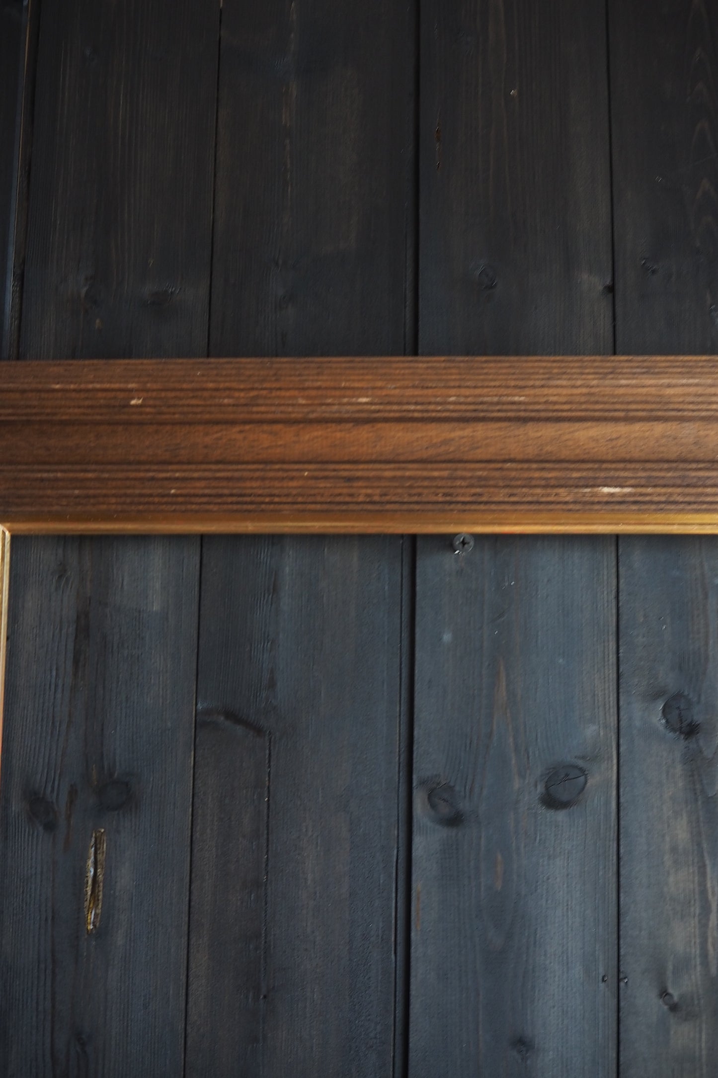 The Stow Oak Frame-  Oak Rustic with Gold Trim Frame