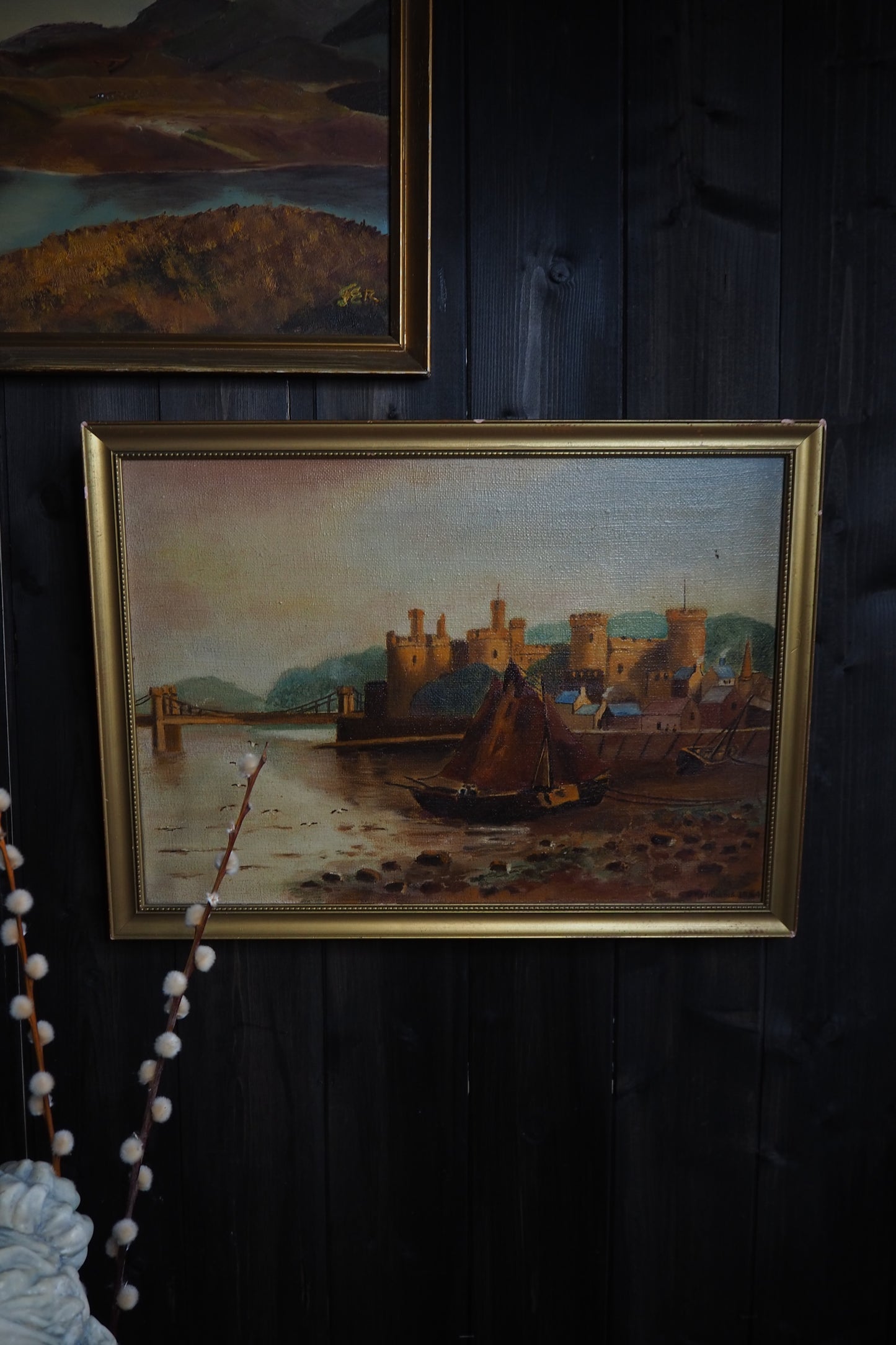 Harbour Serenity – Signed 1934 Vintage Seascape Oil Painting