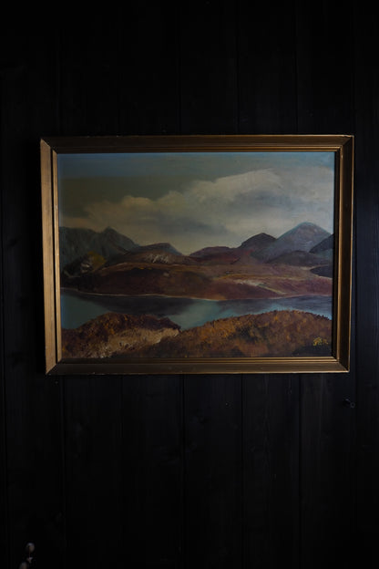 Golden Peaks – Signed Vintage Oil Painting in Gilt Frame