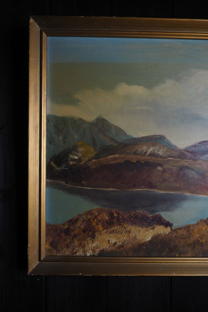 Golden Peaks – Signed Vintage Oil Painting in Gilt Frame