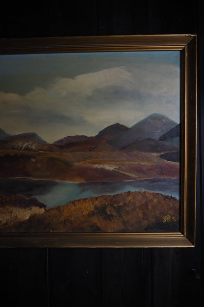 Golden Peaks – Signed Vintage Oil Painting in Gilt Frame