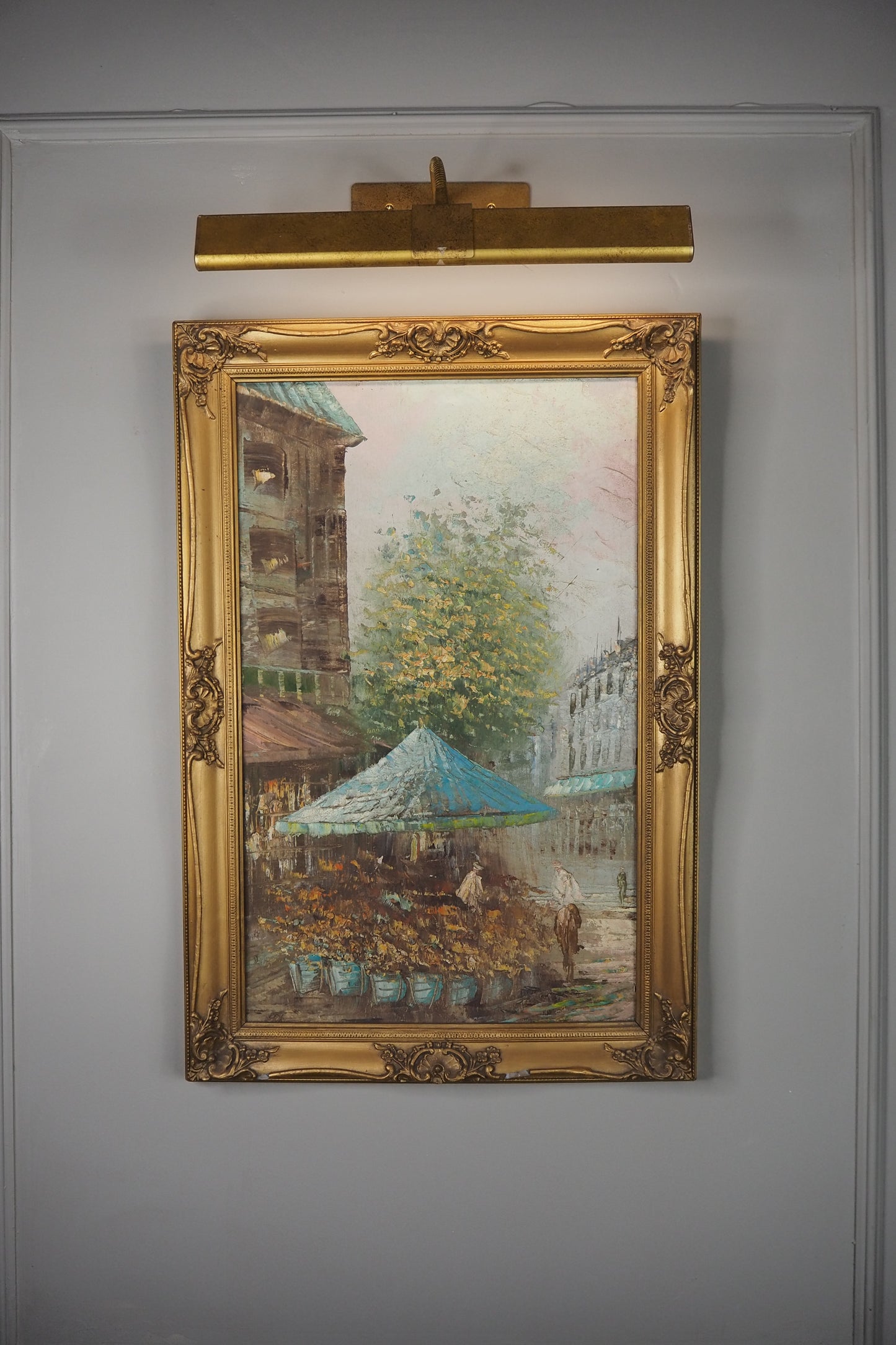 Paris Street Scene Oil Painting, Impressionist, Antique Gilt Frame, 1930s