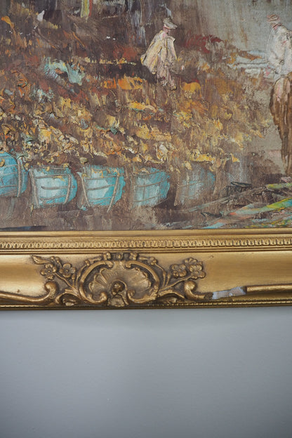 Paris Street Scene Oil Painting, Impressionist, Antique Gilt Frame, 1930s