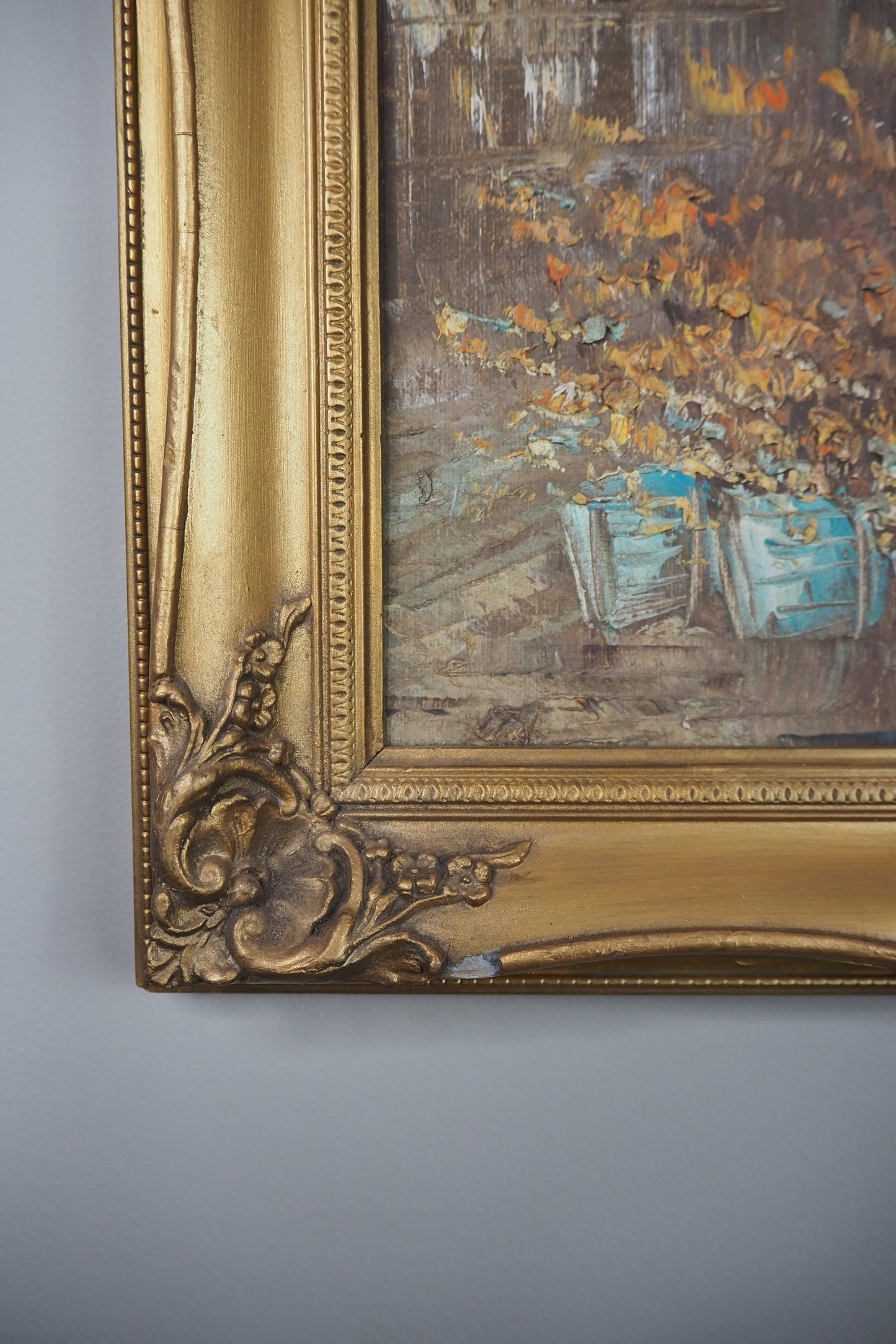 Paris Street Scene Oil Painting, Impressionist, Antique Gilt Frame, 1930s