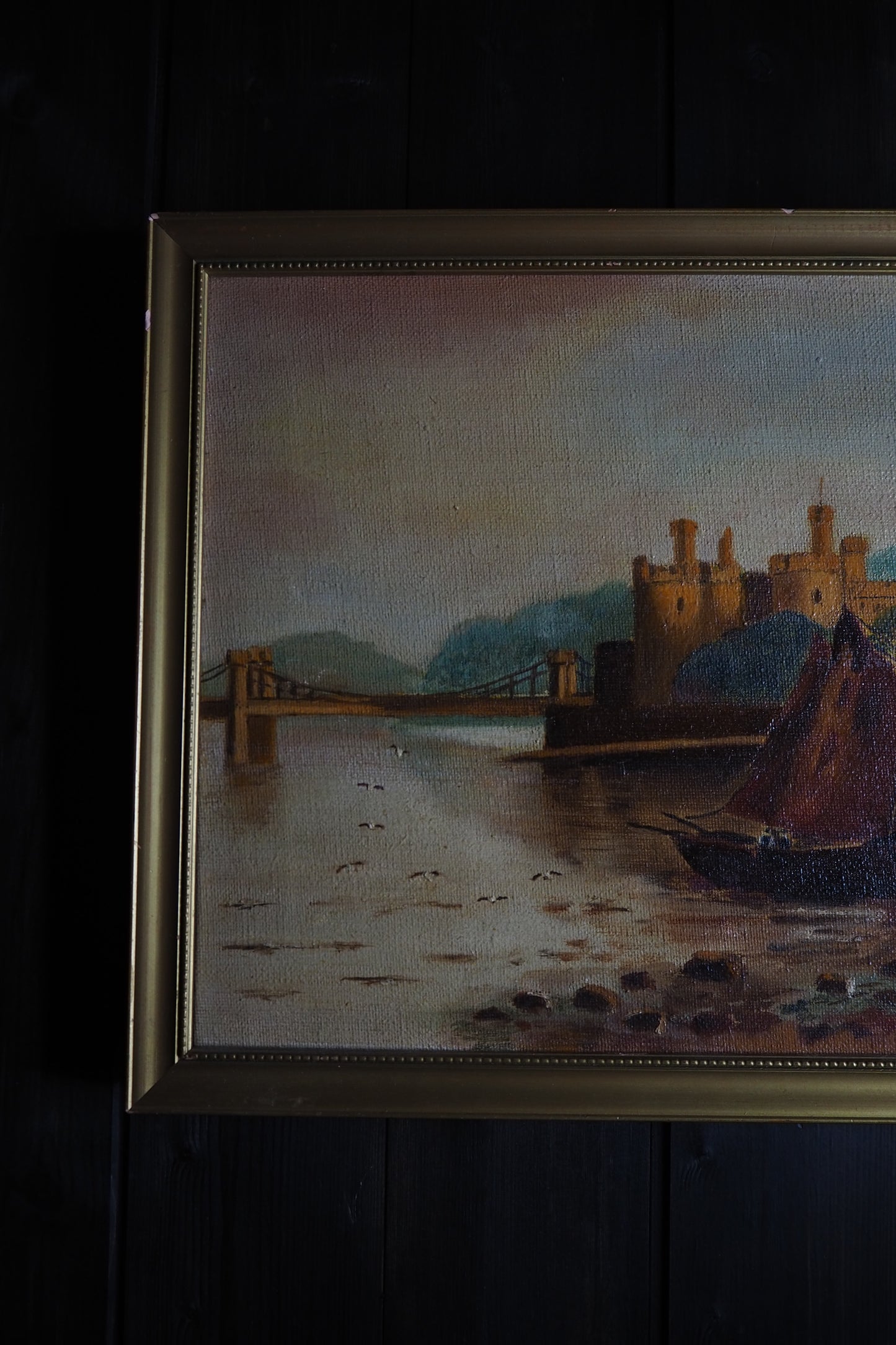 Harbour Serenity – Signed 1934 Vintage Seascape Oil Painting