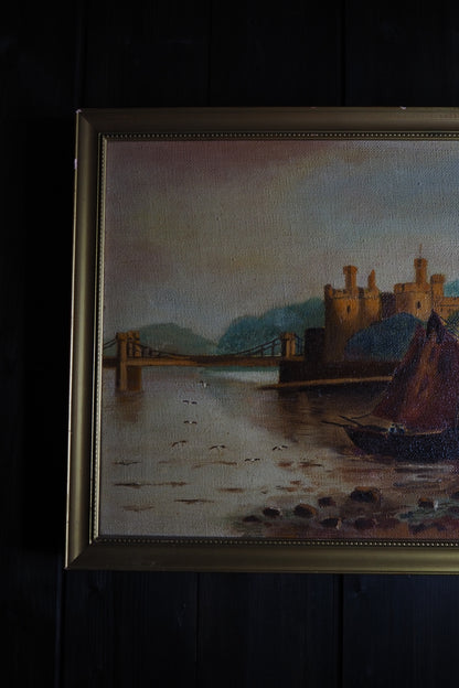 Harbour Serenity – Signed 1934 Vintage Seascape Oil Painting