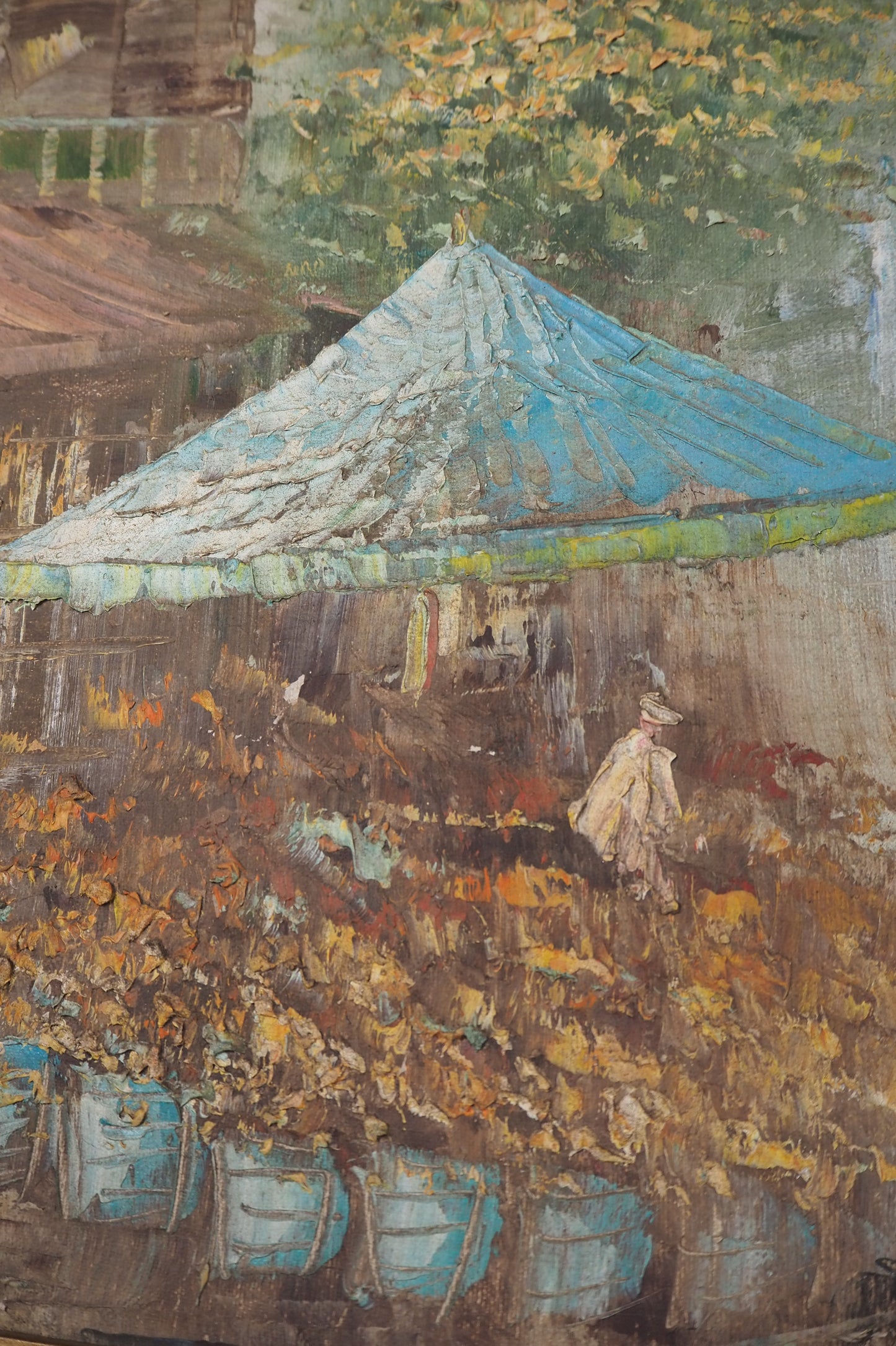 Paris Street Scene Oil Painting, Impressionist, Antique Gilt Frame, 1930s