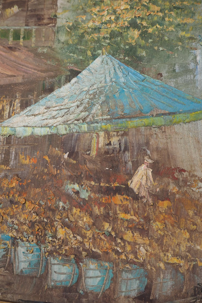 Paris Street Scene Oil Painting, Impressionist, Antique Gilt Frame, 1930s