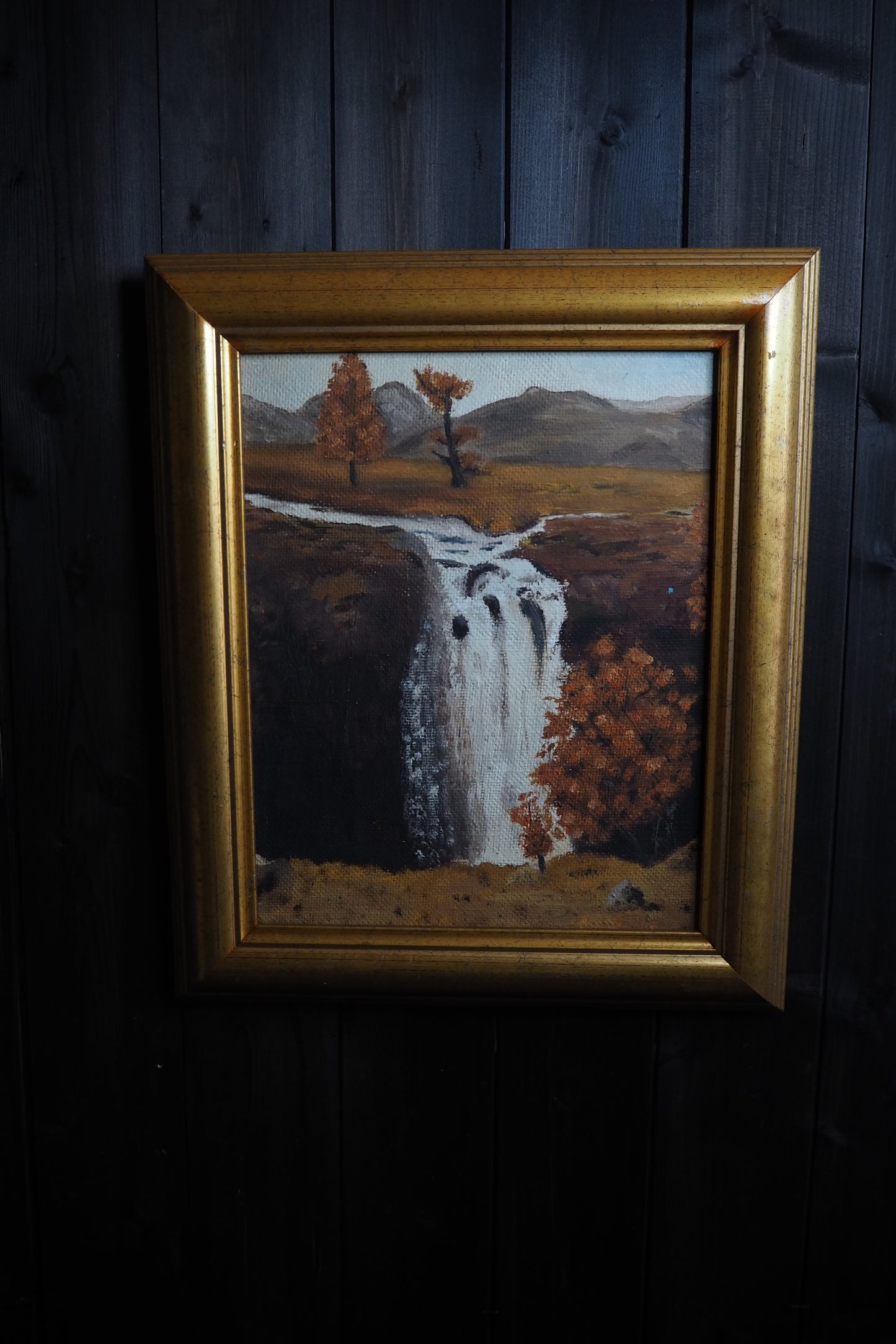 Golden Season – Vintage Autumn Oil Painting in Gilt Frame