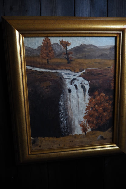 Golden Season – Vintage Autumn Oil Painting in Gilt Frame
