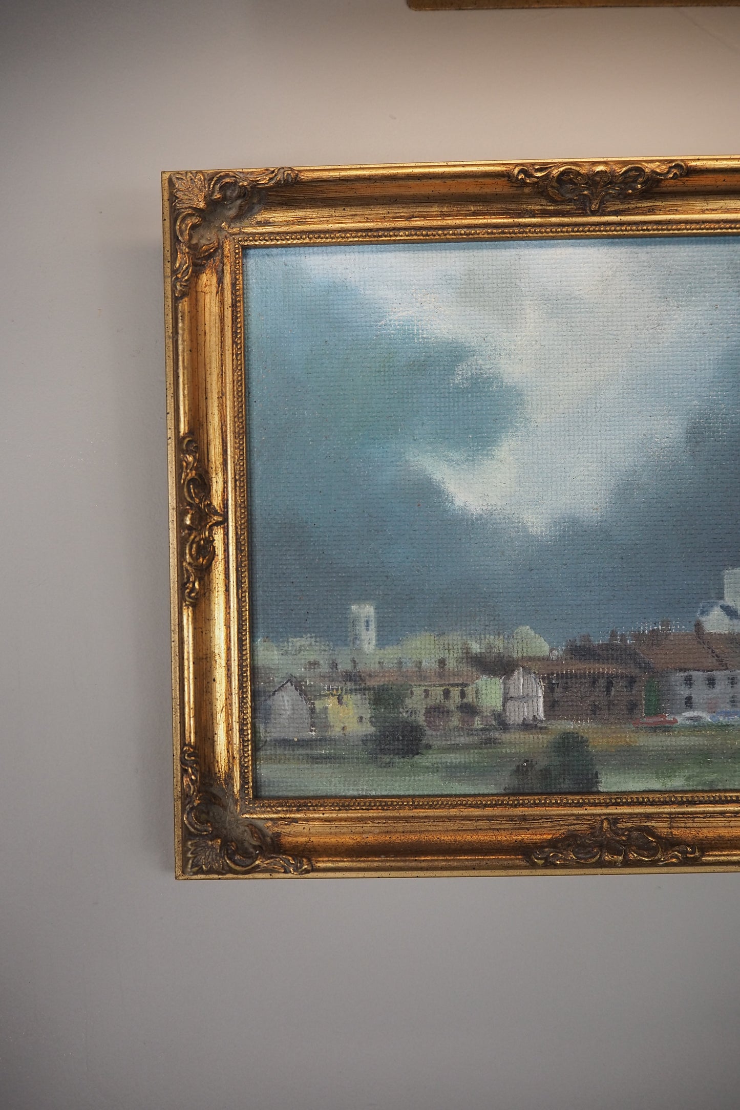 Storm Over Norwich Oil Painting Vintage Landscape