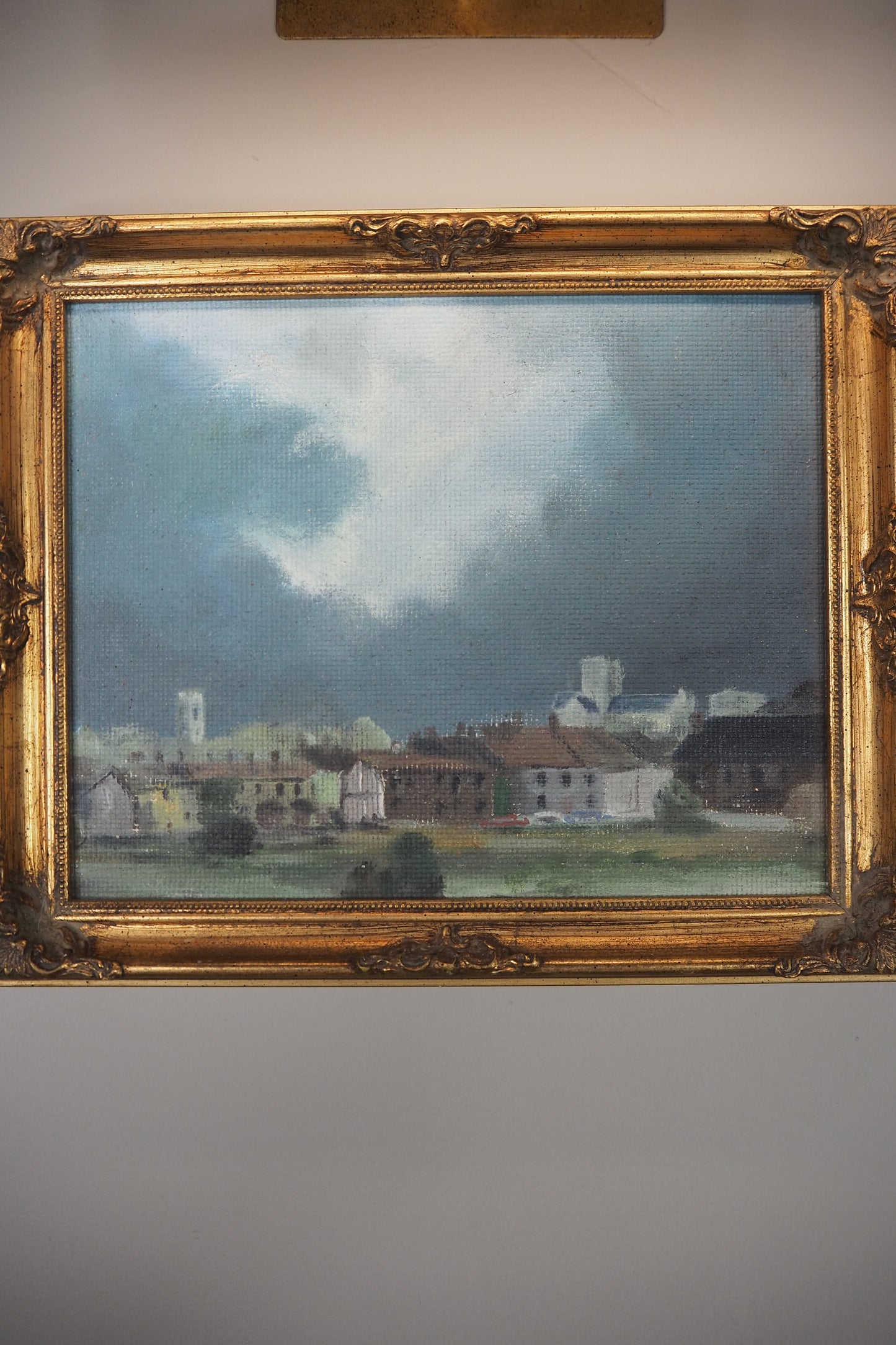 Storm Over Norwich Oil Painting Vintage Landscape