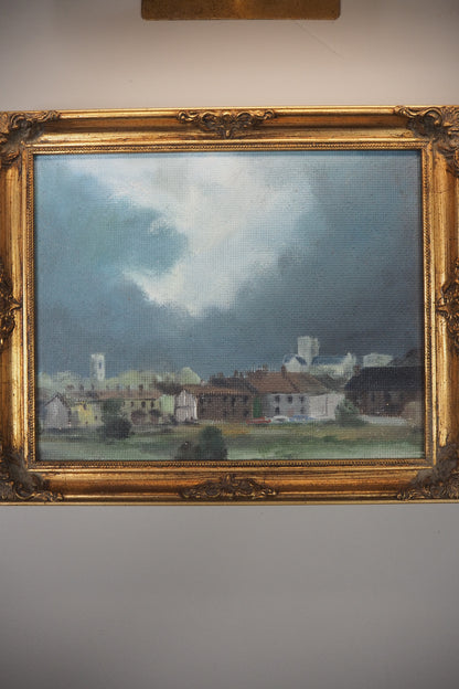 Storm Over Norwich Oil Painting Vintage Landscape