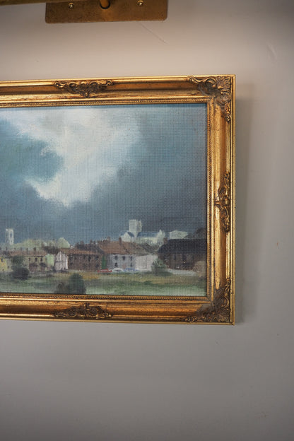 Storm Over Norwich Oil Painting Vintage Landscape