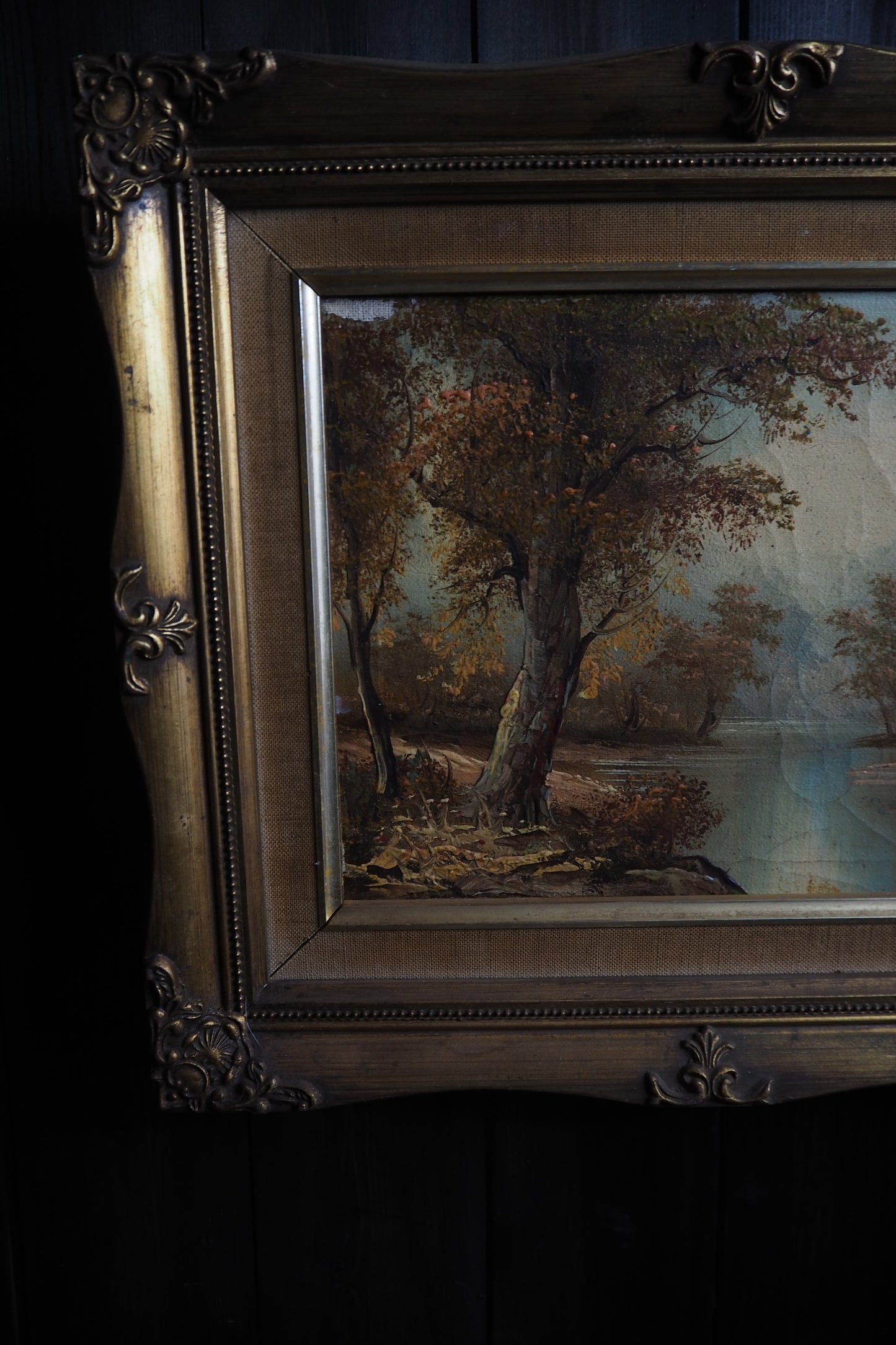 Vintage 1970s Landscape Oil Paintings – Pair in Ornate Gold Frames