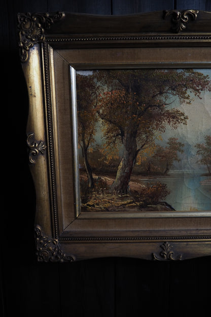 Vintage 1970s Landscape Oil Paintings – Pair in Ornate Gold Frames